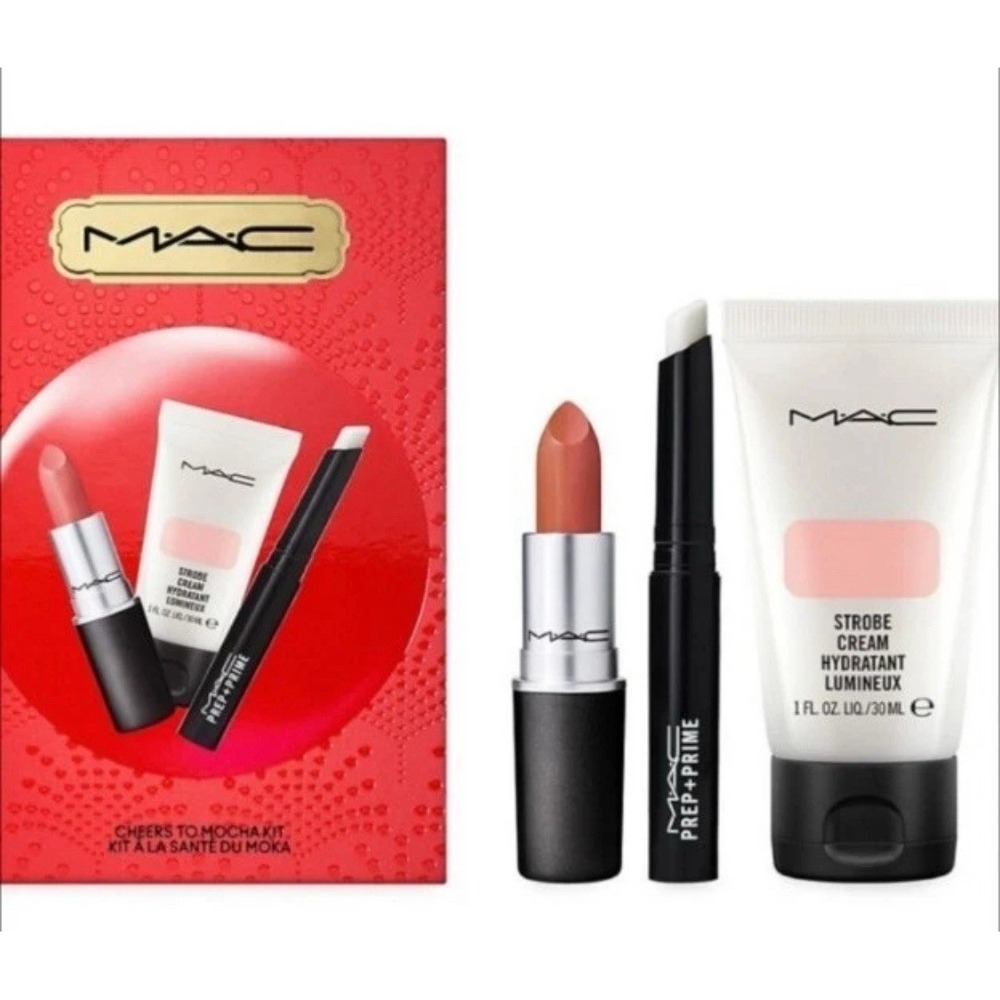 MAC Cheers To Mocha Kit Strobe Cream Prep and Prime Lip Stick